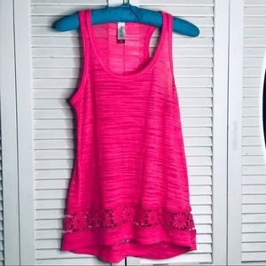 No Boundaries sheer hot pink knitted tank top M